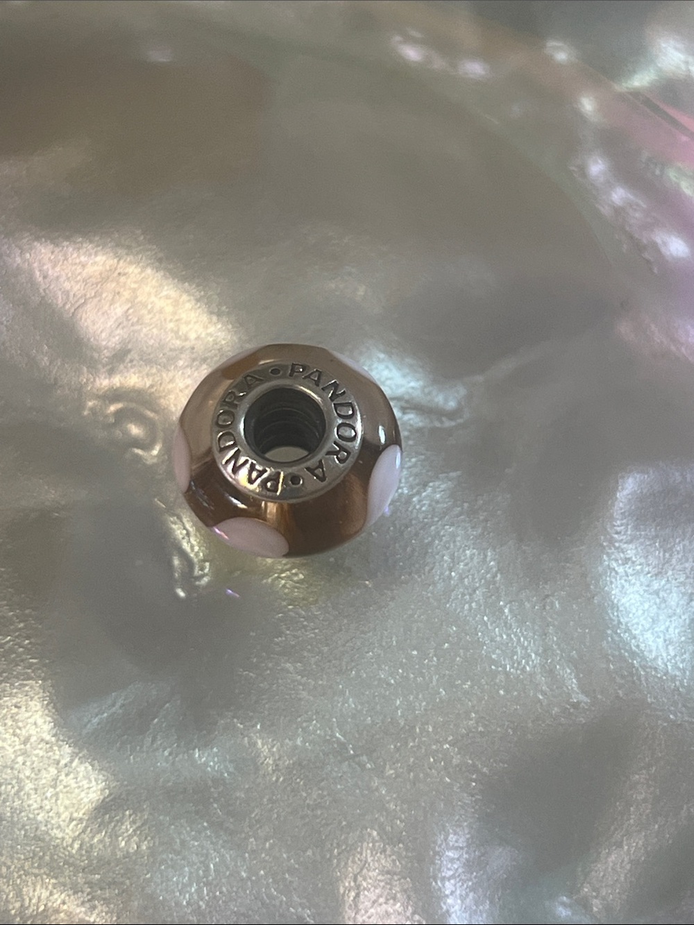 Pandora Clear Glass Bead with White Floral Accents - Picture 4 of 4